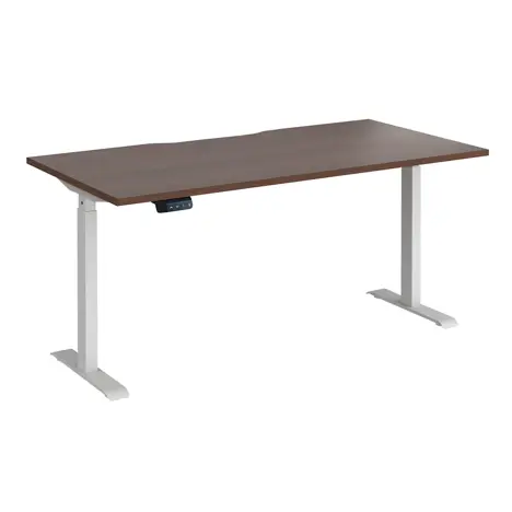 Elev8 Contract Straight Sit-Stand Desk - 1600 - White - Walnut